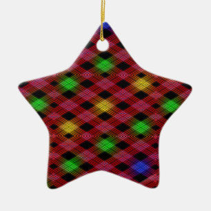 Ornamento De Cerâmica Padrão Multicolor De Verificação De Gingham