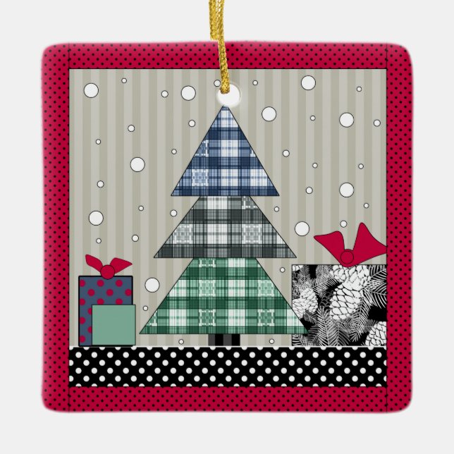 Ornamento De Cerâmica Padrão natalício, aplicável, ano novo, natal c (Frente)