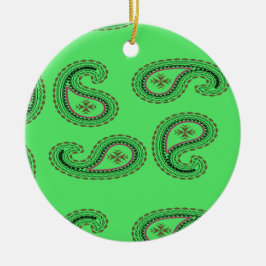 Ornamento De Cerâmica Padrão paisley decorativo em verde