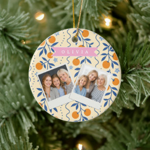 Ornamento De Cerâmica Padrão personalizado de folclore cítrico retrô fof
