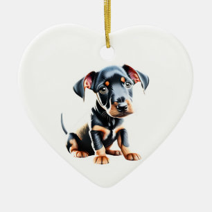 Ornamento De Cerâmica Padrão Personalizado Manchester Terrier Puppy