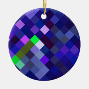 Ornamento De Cerâmica Padrão Pixelado - Indigo