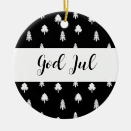 Ornamento De Cerâmica Padrão Preto Escandinavo Deus Jul Natal
