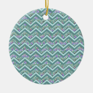Ornamento De Cerâmica Padrão Rainbow Foil ZigZag