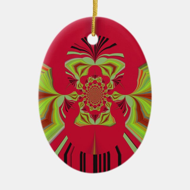 Ornamento De Cerâmica Padrão Red Hakuna Matata (Frente)