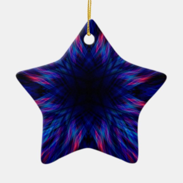 Ornamento De Cerâmica Padrão roxo e azul (Frente)