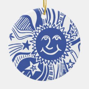 Ornamento De Cerâmica Padrão Sun Personalizado