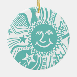Ornamento De Cerâmica Padrão Sun Personalizado