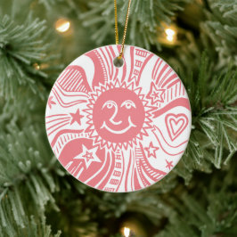 Ornamento De Cerâmica Padrão Sun Personalizado