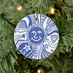 Ornamento De Cerâmica Padrão Sun Personalizado