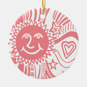 Ornamento De Cerâmica Padrão Sun Personalizado