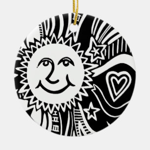 Ornamento De Cerâmica Padrão Sun Personalizado