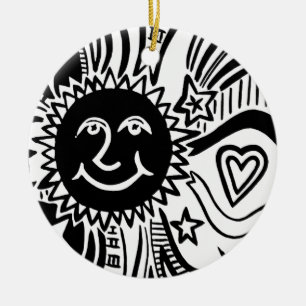 Ornamento De Cerâmica Padrão Sun Personalizado