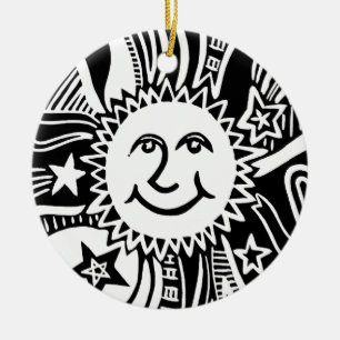 Ornamento De Cerâmica Padrão Sun Personalizado