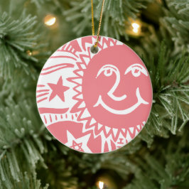 Ornamento De Cerâmica Padrão Sun Personalizado
