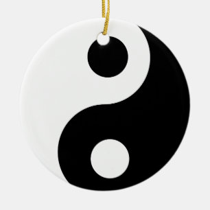Ornamento De Cerâmica Padrão tradicional de Yin Yang preto e branco