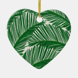 Ornamento De Cerâmica Padrão Tropical de Folha Verde Moderna
