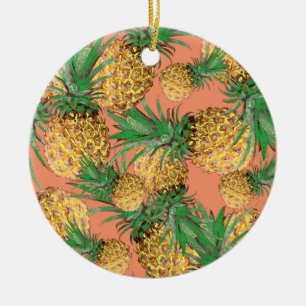 Ornamento De Cerâmica Padrão Tropical Yummy Pineapple