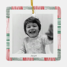 Ornamento De Cerâmica Padrão Uma Foto de Faixa Verde Vermelha