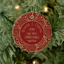 Padrão Vermelho com Espirais Douradas de Natal Per