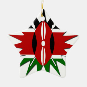 Ornamento De Cerâmica Padrão Vibrante da Bandeira do Quênia: Um Desenho 