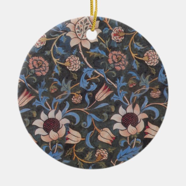 Ornamento De Cerâmica Padrão William Morris Evenlode: Vintage Temperamen (Frente)