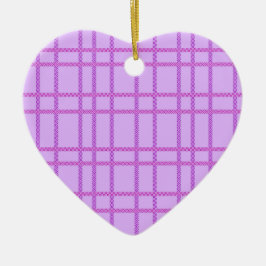 Ornamento De Cerâmica Padrão xadrez de flores rosa e roxo