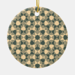 Ornamento De Cerâmica Padrão Xadrez Diamante Verde Amarelo