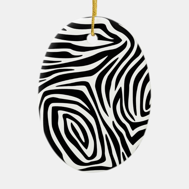 Ornamento De Cerâmica Padrão Zebra Stripes (Frente)