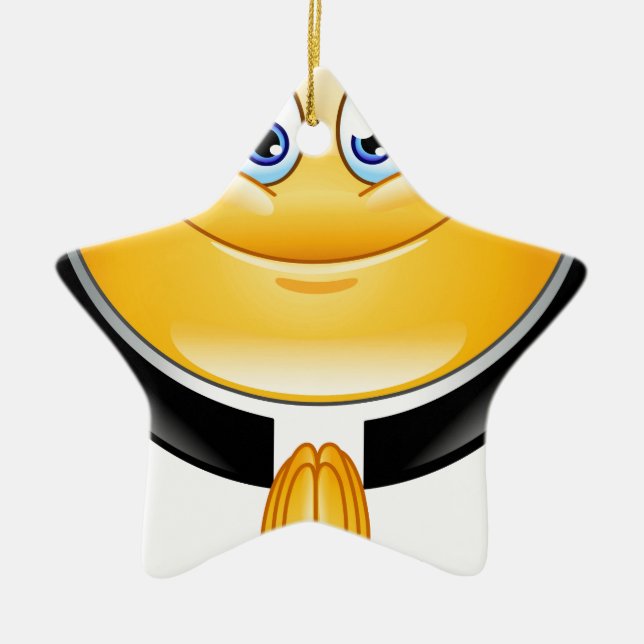 Ornamento De Cerâmica padre emoji (Frente)