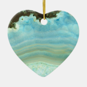 Ornamento De Cerâmica Padrões de creme azuis do cristal de pedra