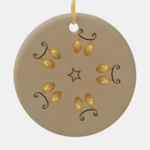 Ornamento De Cerâmica Padrões de Ovos de Ouro Amarelo - Beige Russo