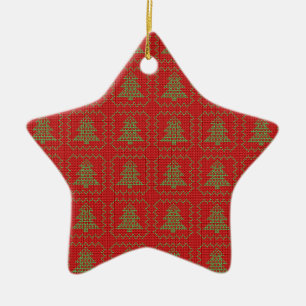 Ornamento De Cerâmica Padrões de suéter feio da árvore de Natal Cozy