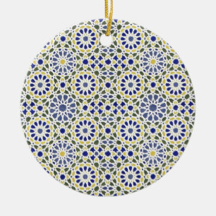 Ornamento De Cerâmica Padrões geométricos em amarelo e no azul