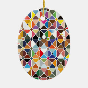 Ornamento De Cerâmica Padrões geométricos multicolores com formas de oct