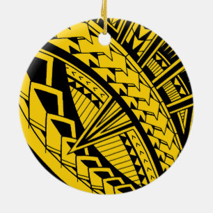 Ornamento De Cerâmica Padrões samoanos coloridos do tatuagem