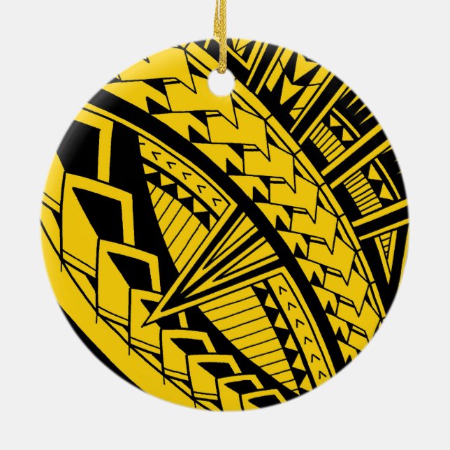 Ornamento De Cerâmica Padrões samoanos coloridos do tatuagem (Traseira)