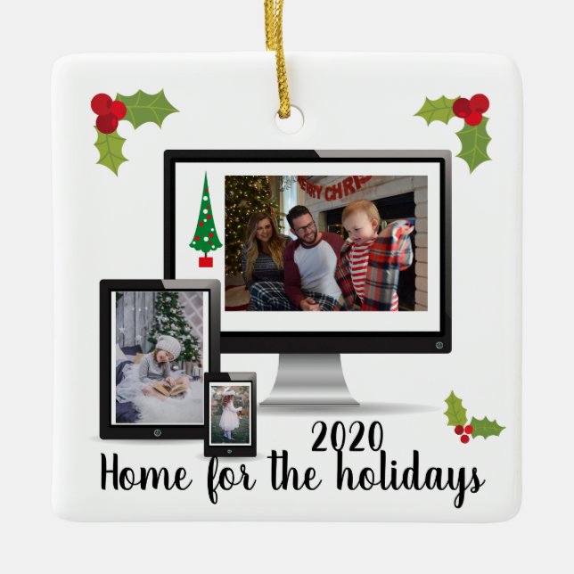 Ornamento De Cerâmica Página inicial da Pandemia Virtual de Feriados 202 (Frente)