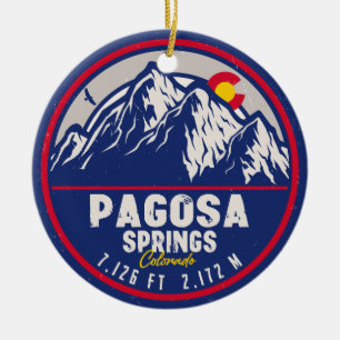 Ornamento De Cerâmica Pagosa Primavera Colorado Retro Sunset Mountain