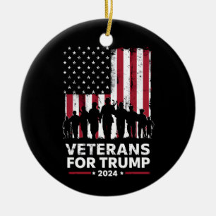 Ornamento De Cerâmica Pai Avô Veteranos Para Trump 2024 Bandeira America