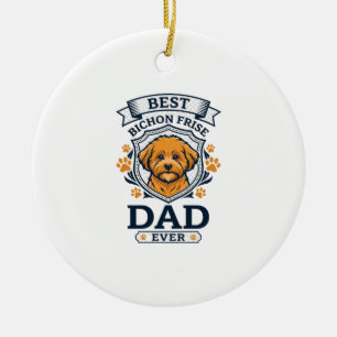 Ornamento De Cerâmica Pai Bichon Frise Para Sempre Impressões de Pata de