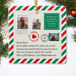 Ornamento De Cerâmica Pai Carta Manuscrita Carta Fotográfica Natal