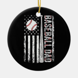 Ornamento De Cerâmica Pai de Beisebol Bandeira Americana Patriótico Dia