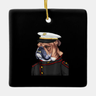 Ornamento De Cerâmica Pai de Cães Armados Militar do Bulldog do Exérci