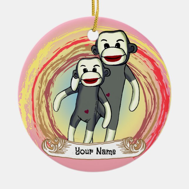 Ornamento De Cerâmica Pai do Macaco Sock (Frente)