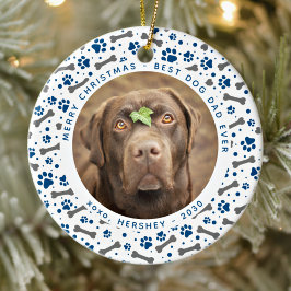 Ornamento De Cerâmica PAI DOG Imprime Foto Pet Personalizada Natal