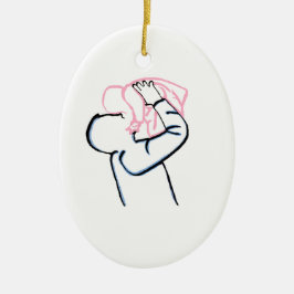 Ornamento De Cerâmica Pai e filha.