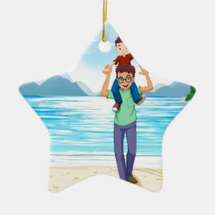 Ornamento De Cerâmica Pai e filho