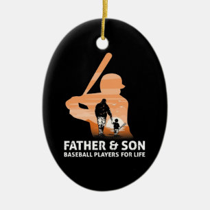 Ornamento De Cerâmica Pai E Filho Jogadores De Basebol Para A Vida