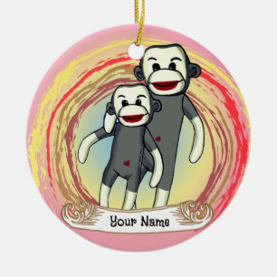 Ornamento De Cerâmica Pai Macaco de Meia